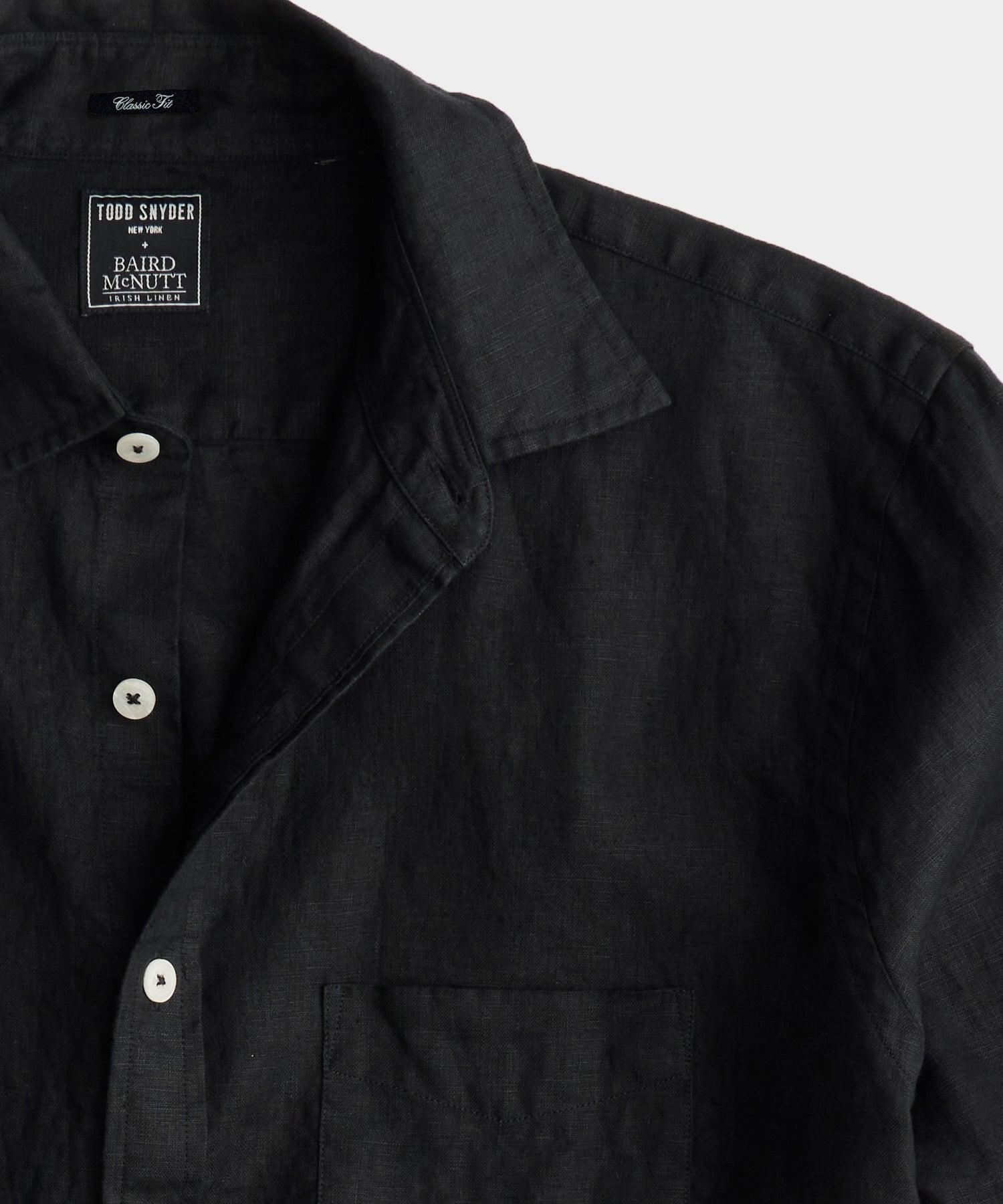 Slim Fit Sea Soft Irish Linen Shirt in Black Product Image