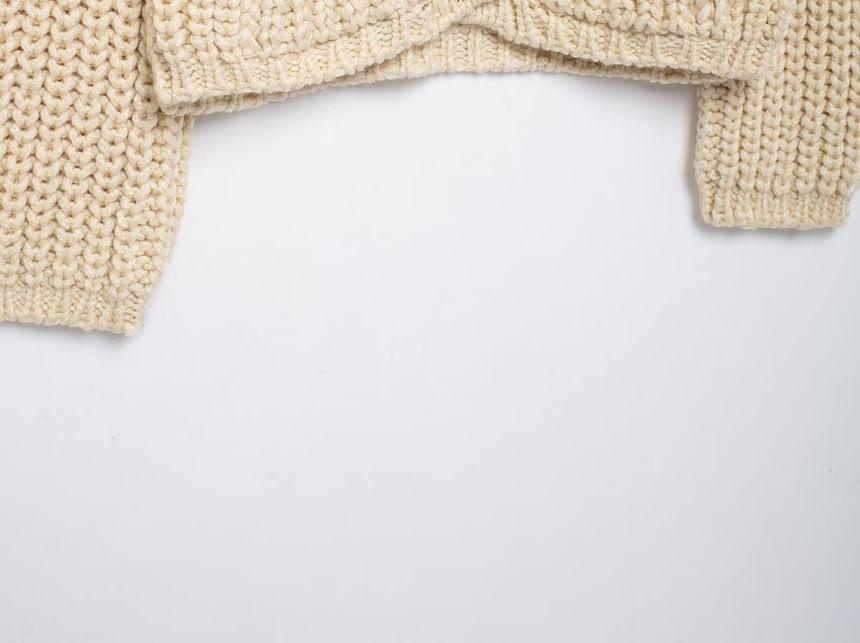 Plain Pocket Detail Chunky Knit Cardigan Product Image