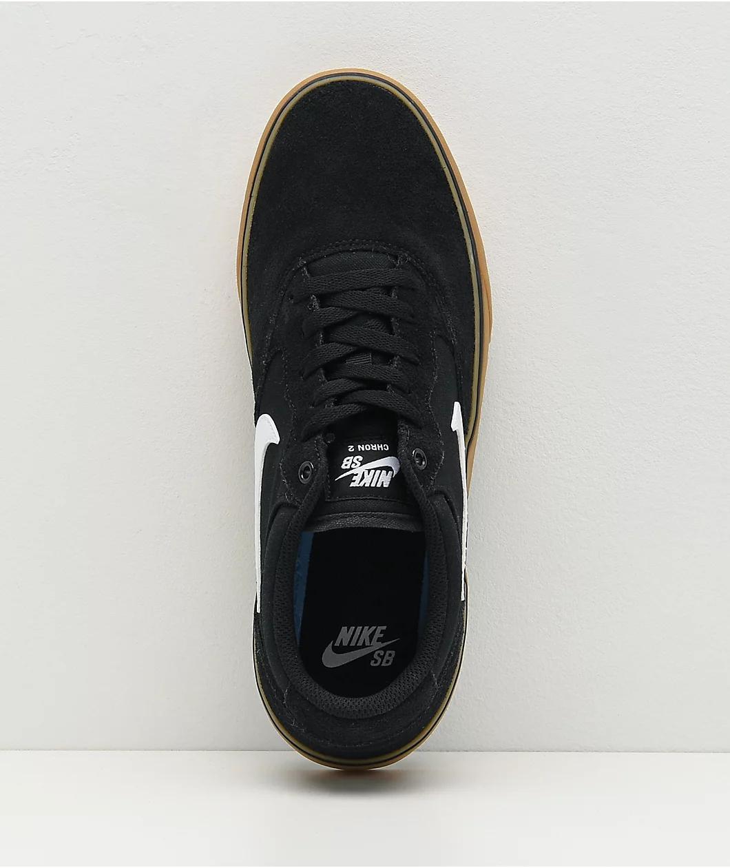 Nike SB Chron 2 Black & Gum Skate Shoes Product Image