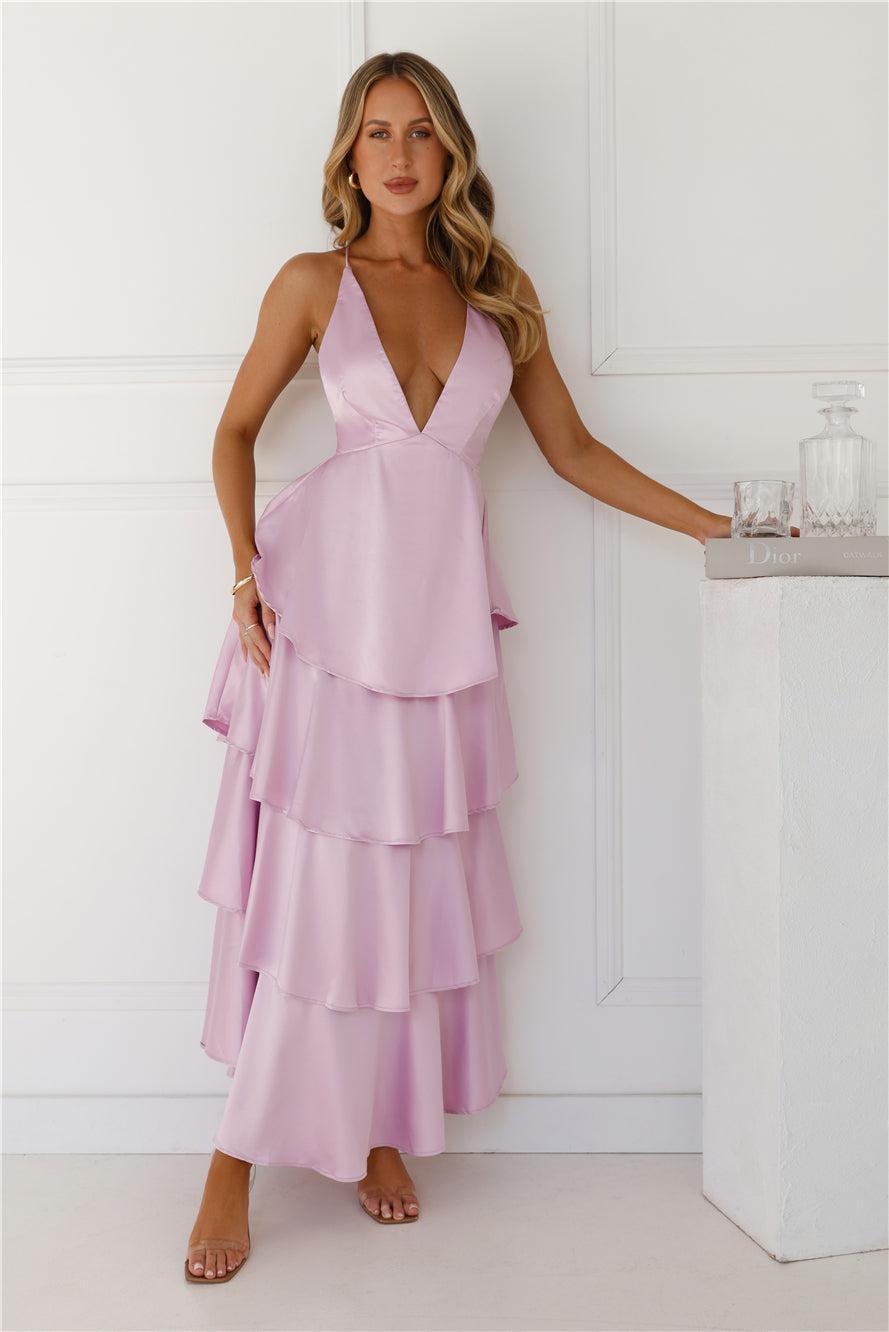 Party Of The Year Satin Maxi Dress Lilac Product Image