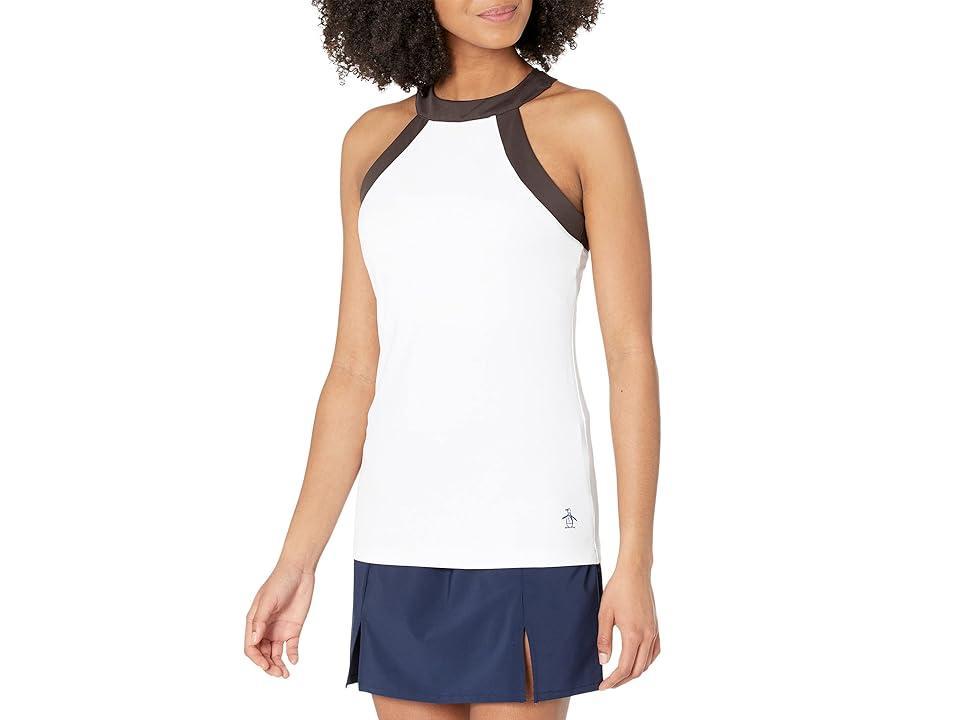 Original Penguin Golf Tennis Halter Top with Contrast (Bright White) Women's Clothing Product Image