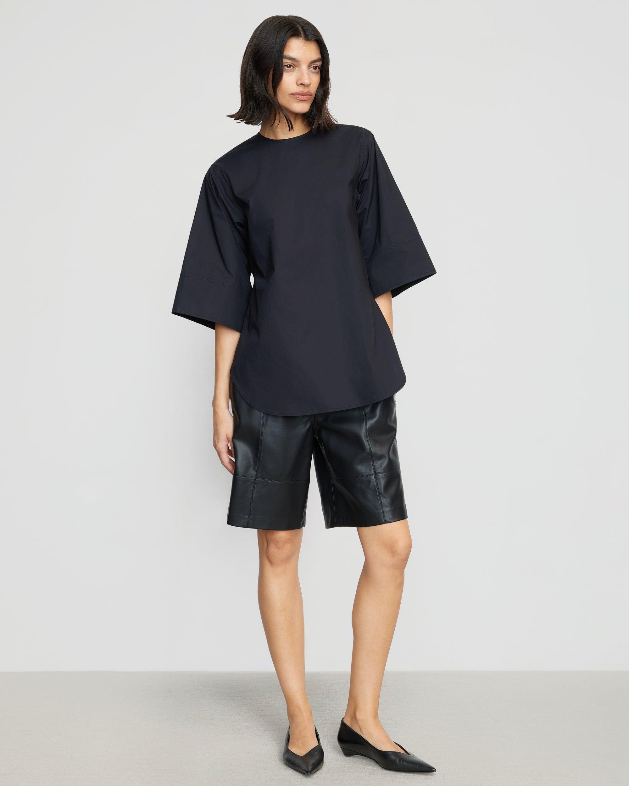 Catie Side-Zip Oversized Tulip-Hem Top Product Image