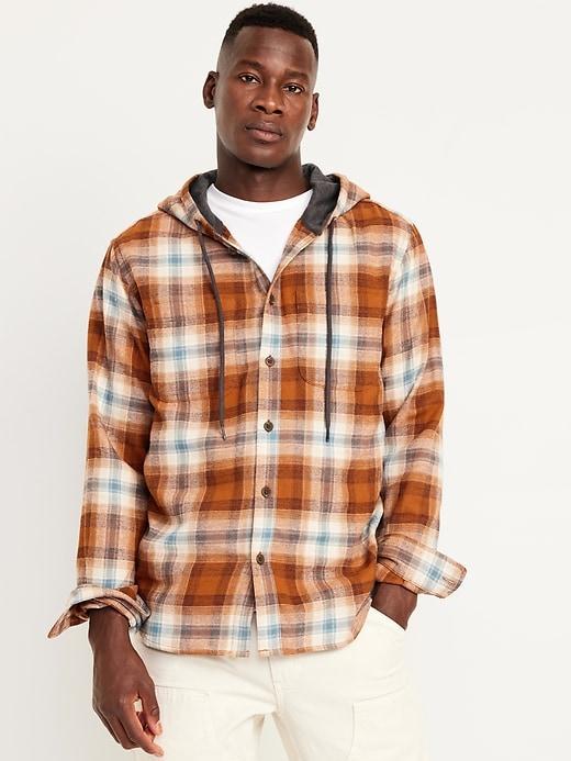 Hooded Flannel Shirt Product Image