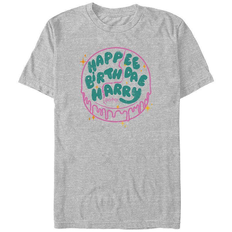 Mens Harry Potter Birthday Cake Graphic Tee Athletic Grey Product Image