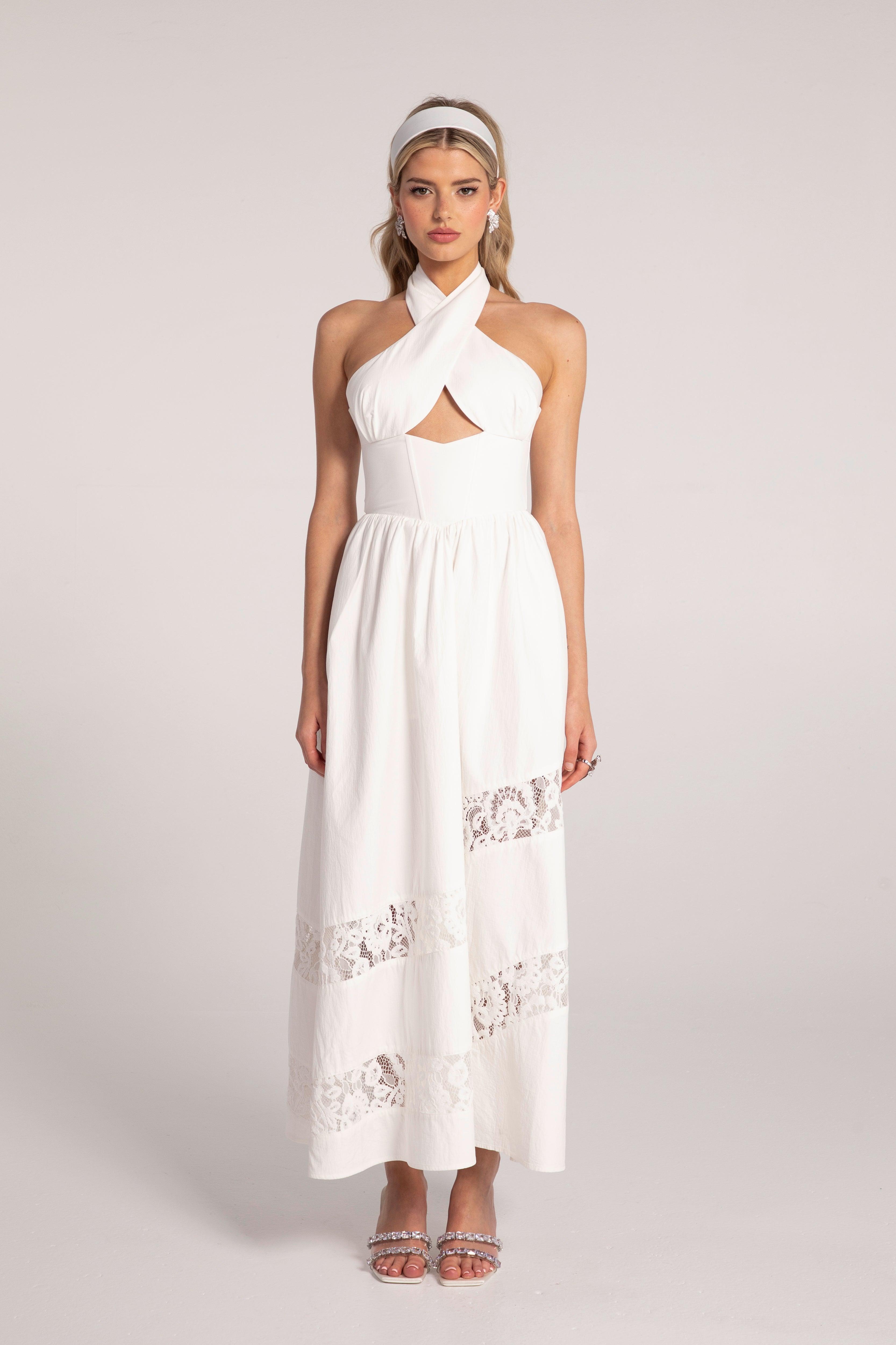 Portia Lace Dress (White) Product Image