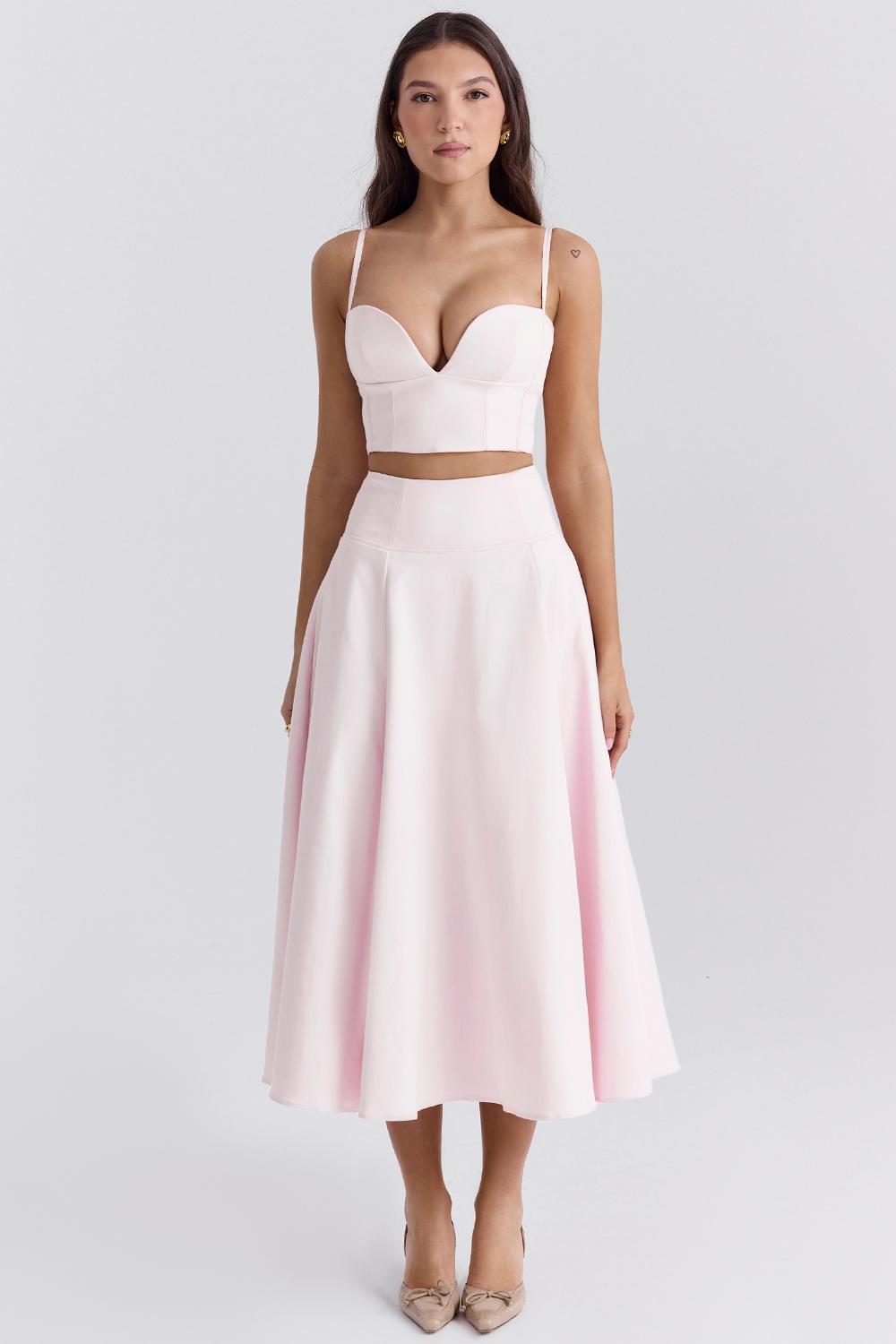 Rita Ballerina Pink A-Line Midi Skirt Product Image