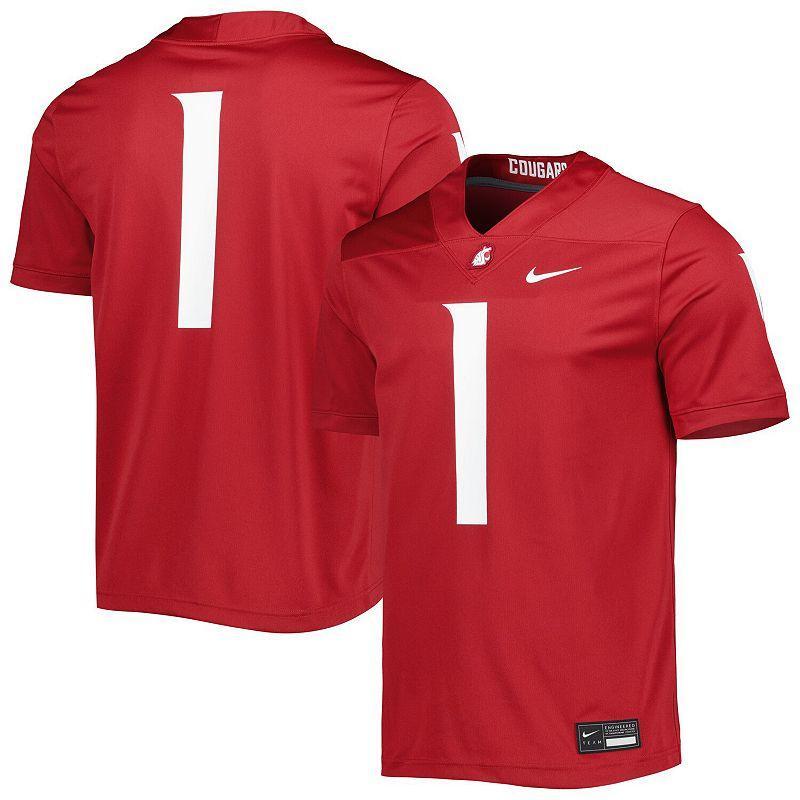 Mens Nike #1 Crimson Washington State Cougars Untouchable Football Jersey Product Image