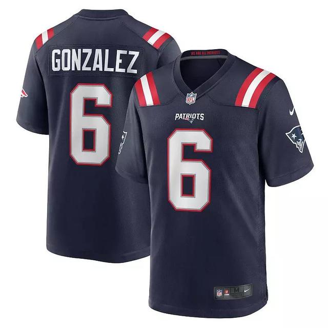 Mens Nike Christian Gonzalez New England Patriots Team Game Jersey Blue Product Image