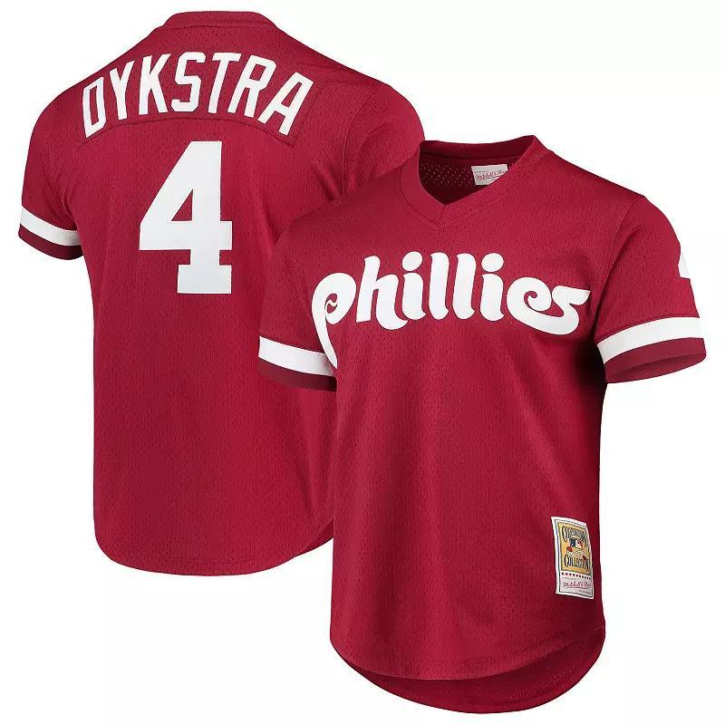 Mitchell & Ness Lenny Dykstra Philadelphia Phillies Cooperstown Collection Mesh Batting Practice Jersey - Scarlet, Mens Product Image