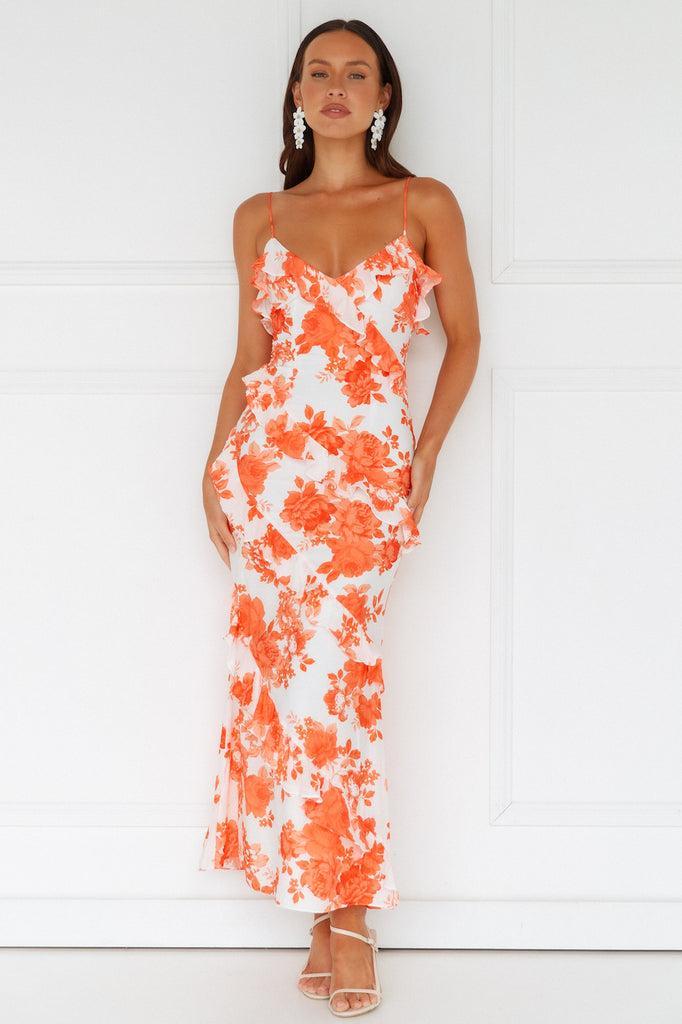 Sunshine Daisies Maxi Dress Orange Product Image