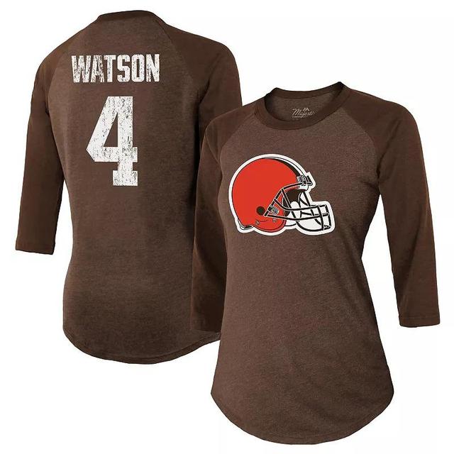 Womens Majestic Threads Deshaun Watson Cleveland s Name & Number Raglan 3/4 Sleeve T-Shirt Product Image