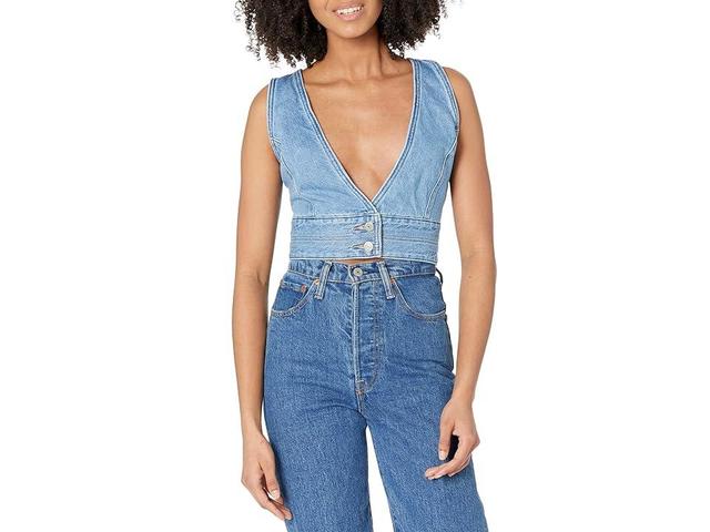 Levi's(r) Premium Raine Denim Crop Top (Check Yourself) Women's Clothing Product Image