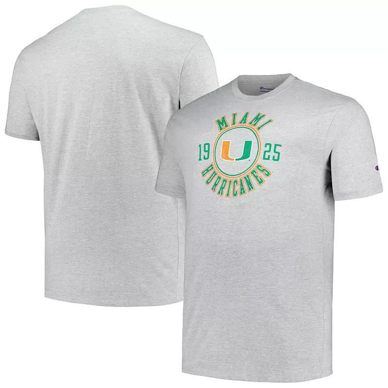 Mens Champion Heather Gray Miami Hurricanes Big & Tall Circle Logo T-Shirt Product Image