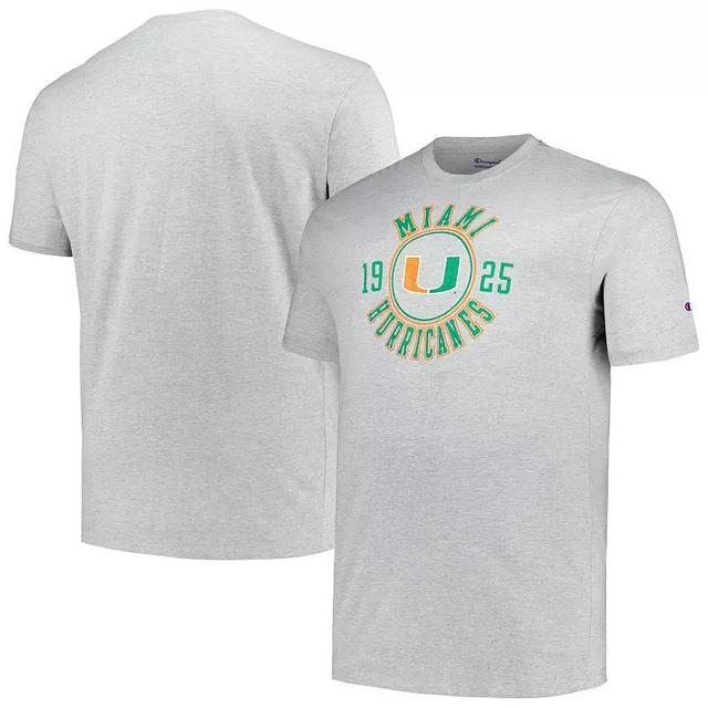 Mens Champion Heather Gray Miami Hurricanes Big & Tall Circle Logo T-Shirt Product Image