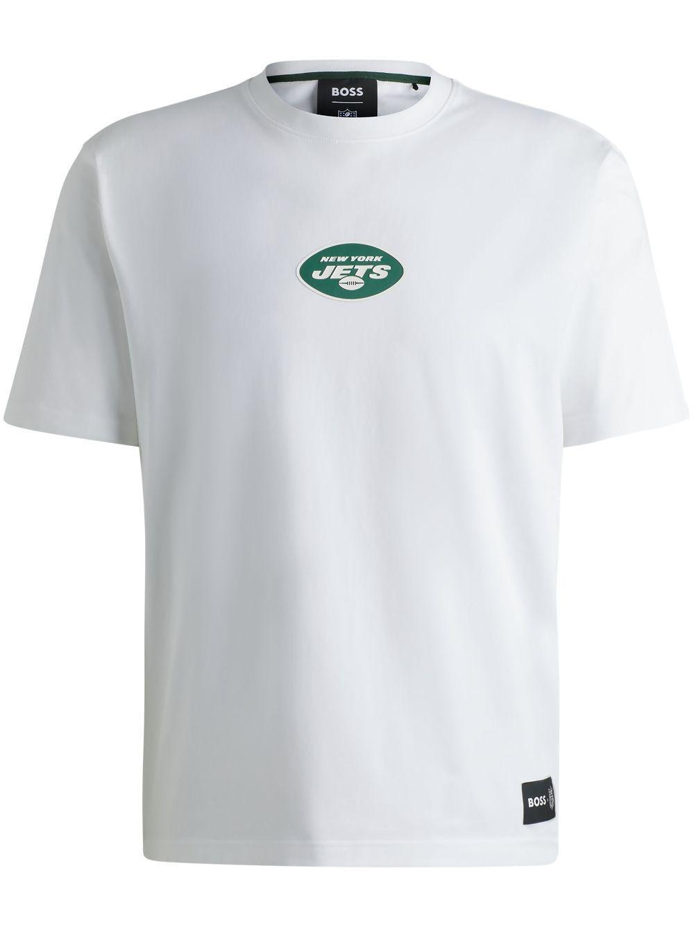 HUGO BOSS Boss X Nfl Stretch-cotton T-shirt With Special Branding In Jets Product Image