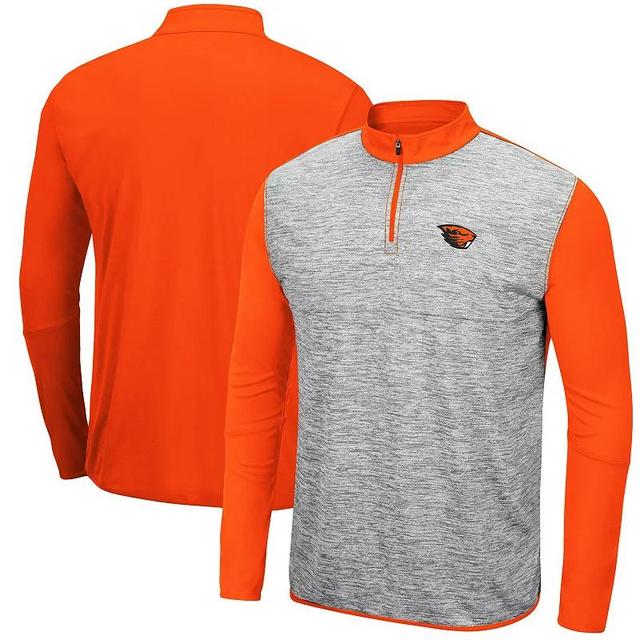 Mens Colosseum Heathered Gray/Orange Oregon State Beavers Prospect Quarter-Zip Jacket Product Image