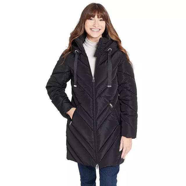 Womens Nine West Chevron Quilted Puffer Jacket Product Image