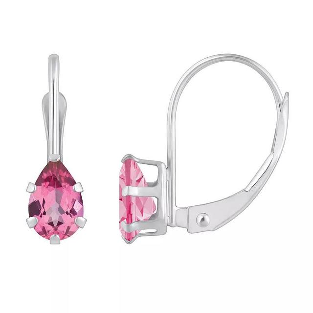 Celebration Gems 10k Gold Pear Shape Pink Topaz Leverback Earrings, Womens Product Image