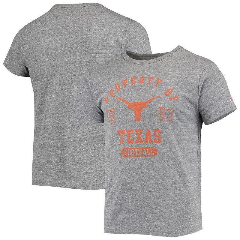 Mens League Collegiate Wear Heathered Gray Texas Longhorns Hail Mary Football Victory Falls Tri-Blend T-Shirt Product Image