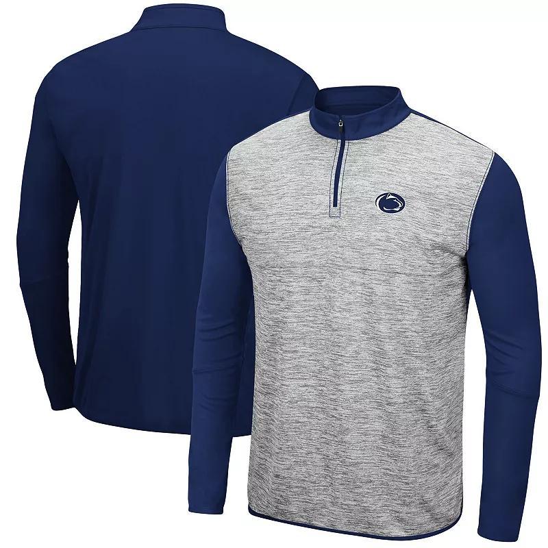 Mens Colosseum Heathered Gray/Navy Navy Midshipmen Prospect Quarter-Zip Jacket Product Image