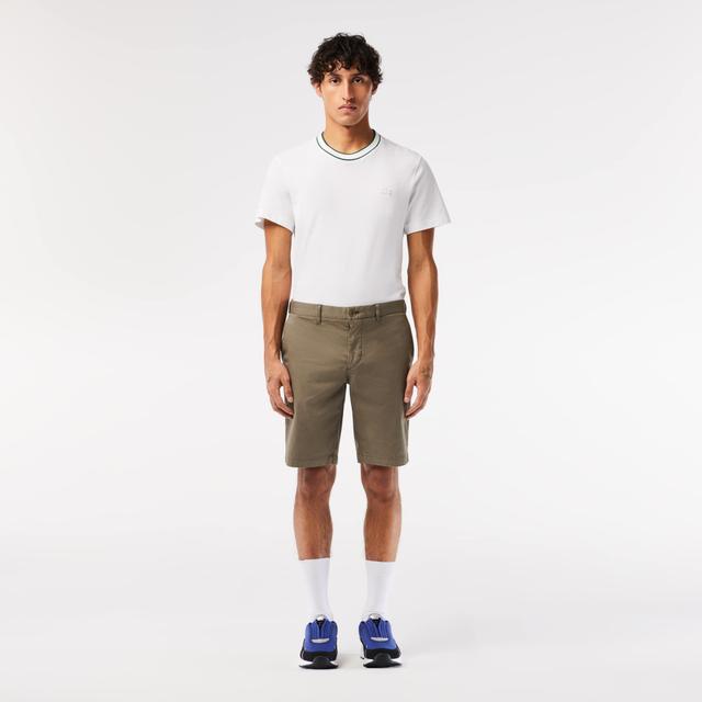 Monochrome Slim Fit Stretch Cotton Bermuda Shorts Product Image