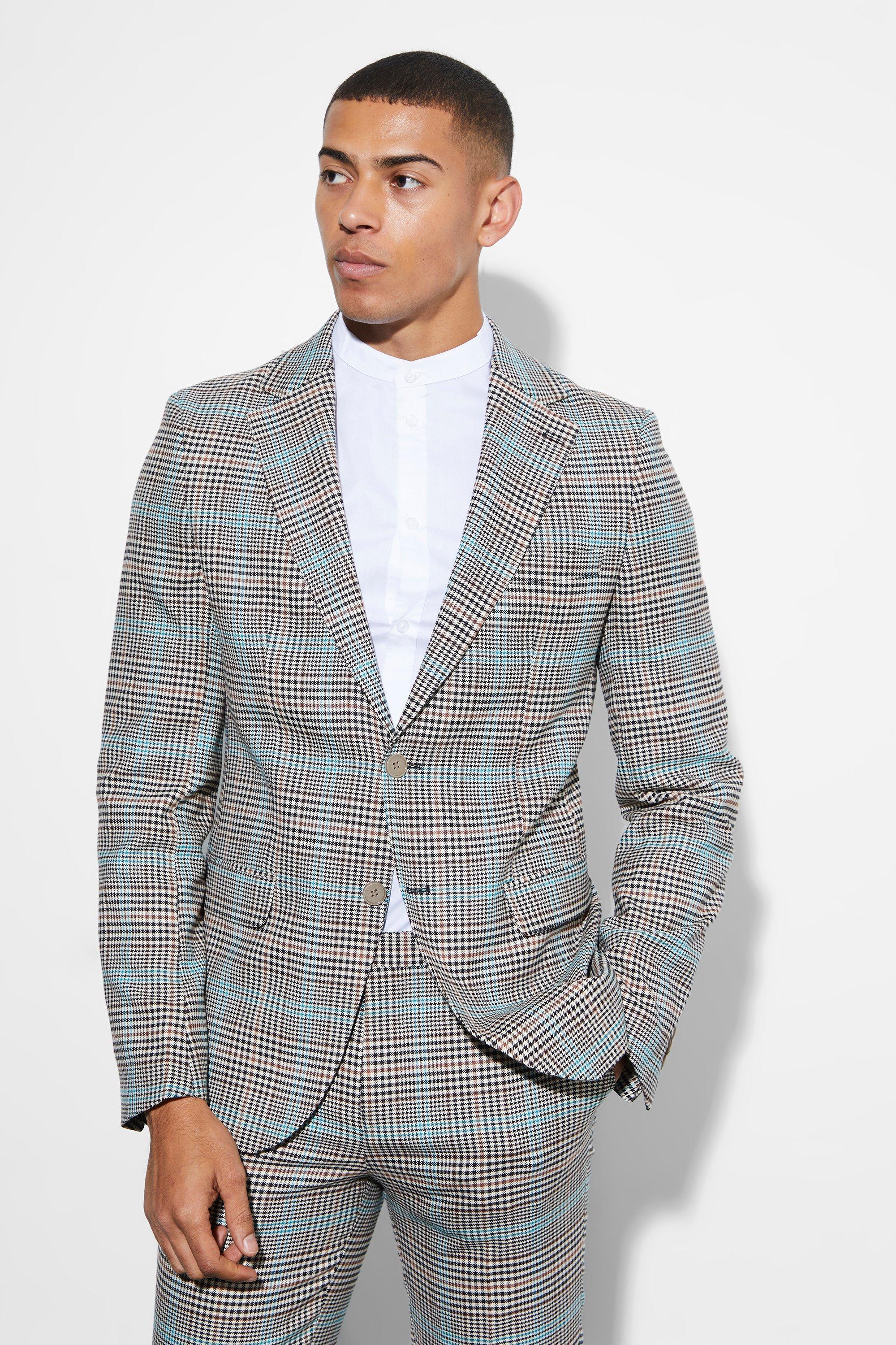 Slim Fit Single Breasted Check Suit Jacket | boohooMAN USA Product Image