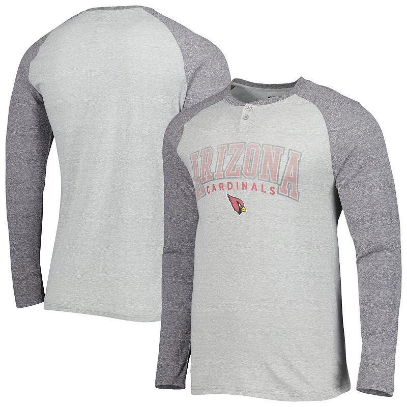 Mens Concepts Sport Heather Gray Arizona Cardinals Ledger Raglan Long Sleeve Henley T-Shirt Product Image