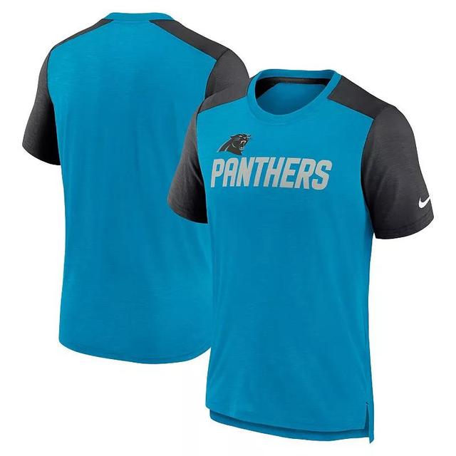 Mens Nike Heathered /Heathered Black Carolina Panthers Color Block Team Name T-Shirt Product Image