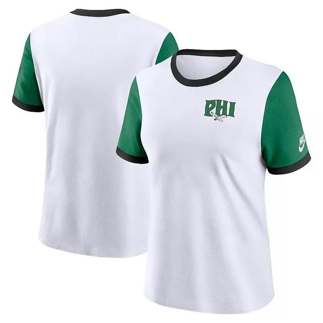 Womens Nike /Kelly Green Philadelphia Eagles Rewind Ringer T-Shirt Product Image