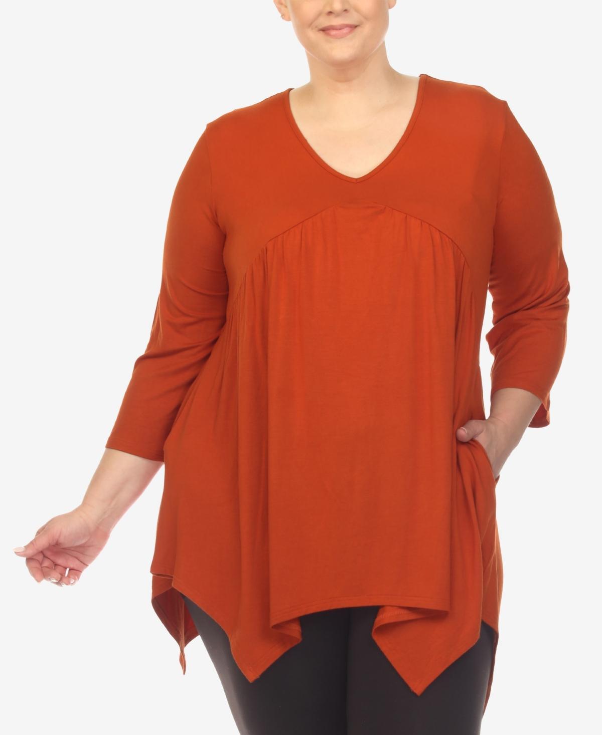 White Mark Plus Size Empire Cut V-neck Tunic Top Product Image