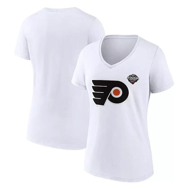 Womens Fanatics Branded White Philadelphia Flyers 2024 NHL Stadium Series Logo V-Neck T-shirt Product Image