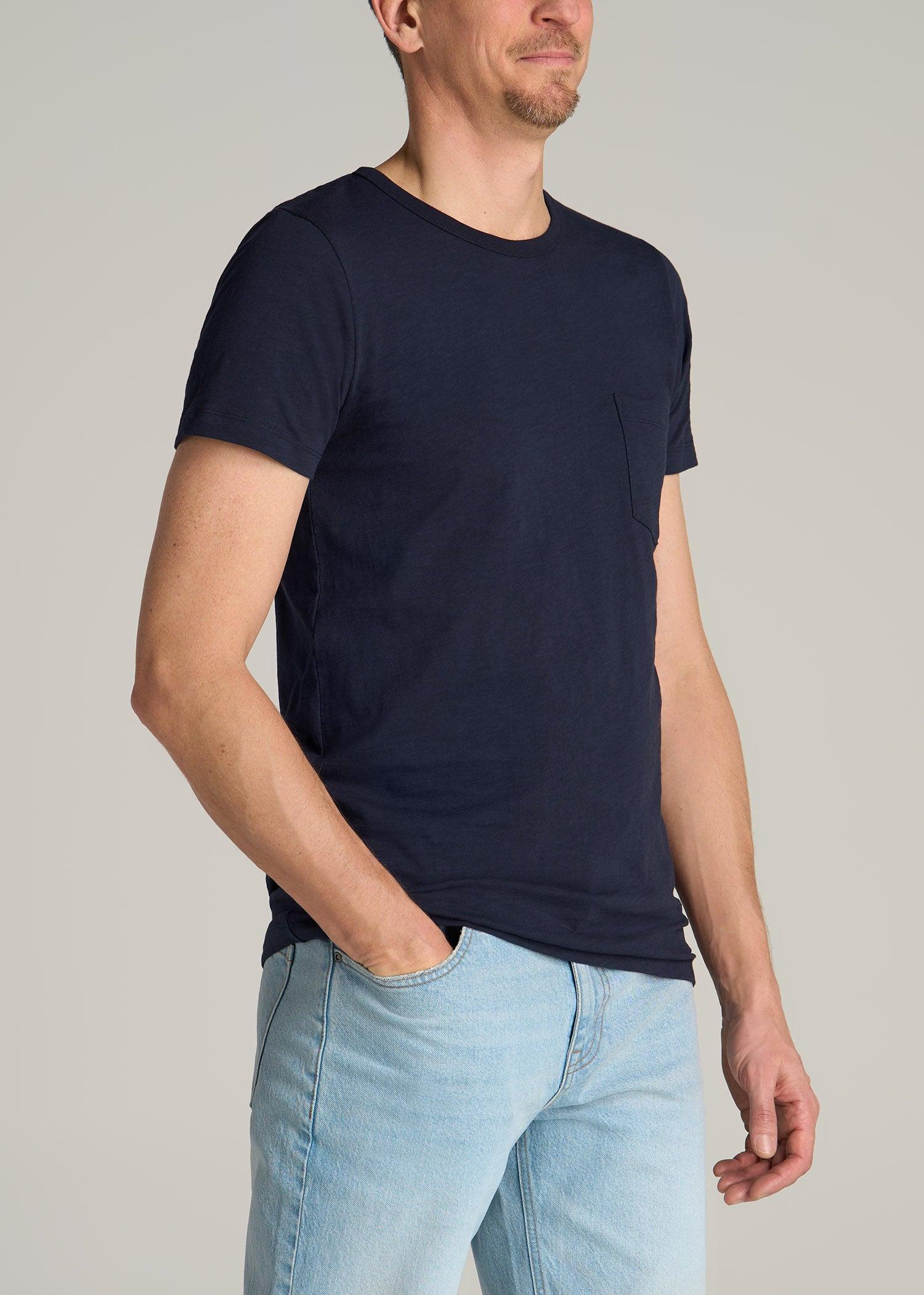 Sunwashed Slub Pocket T-Shirt For Tall Men in Evening Blue Product Image