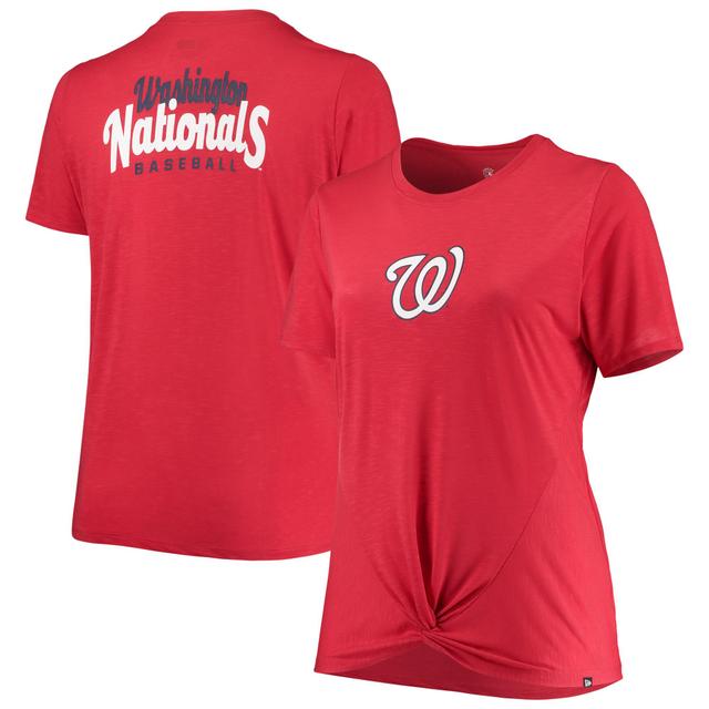 Womens New Era Washington Nationals Plus Size 2-Hit Front Knot T-Shirt Product Image