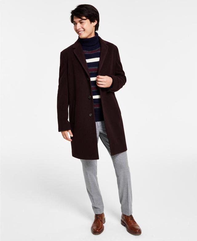 Tommy Hilfiger Mens Addison Wool-Blend Trim Fit Overcoat Product Image