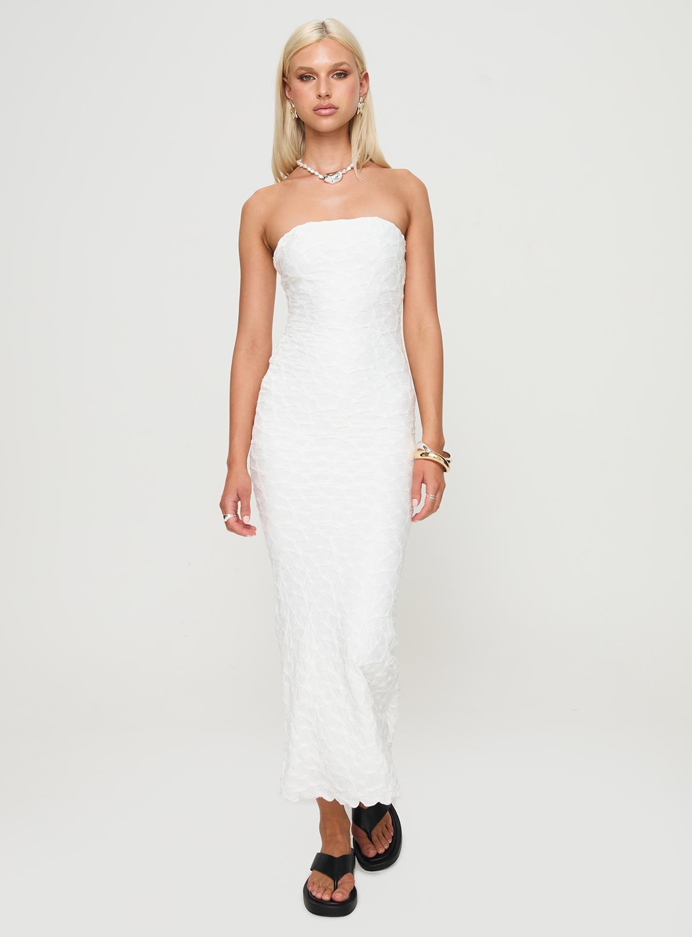 Jaxx Strapless Maxi Dress White Product Image