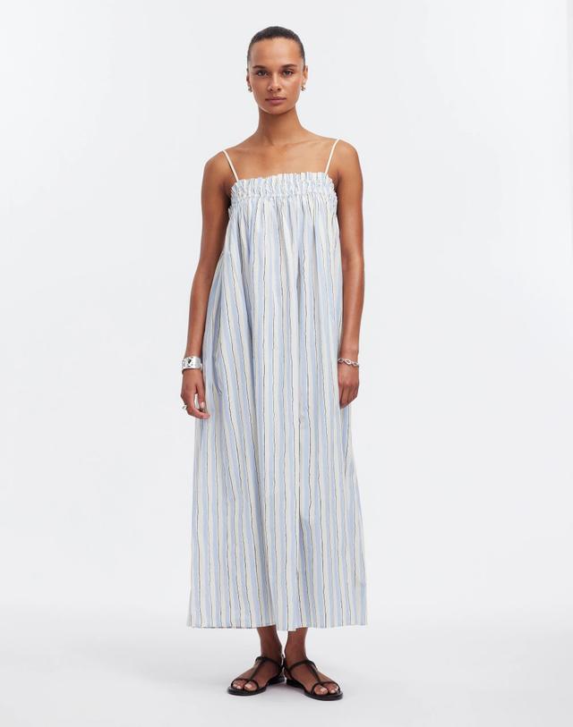 Ruffle A-Line Midi Dress in Stripe Poplin Product Image