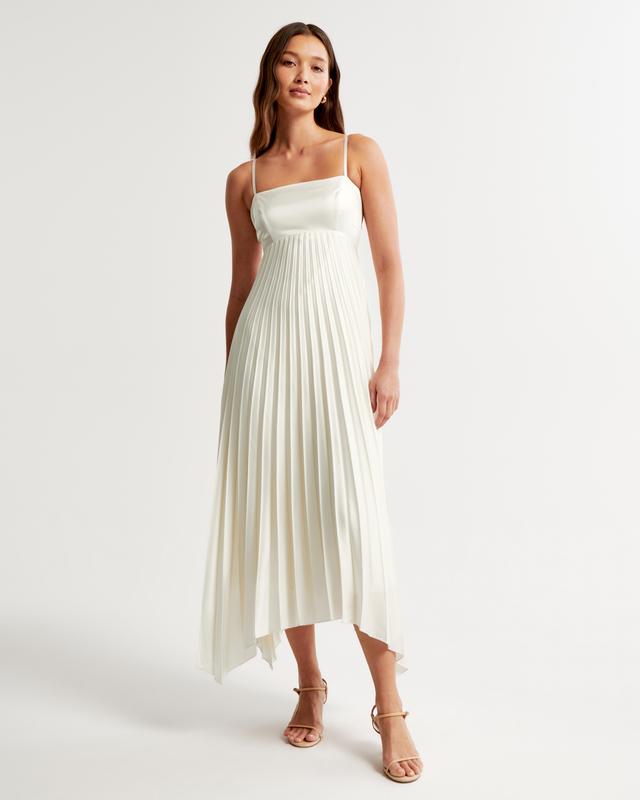 The A&F Giselle Clasp-Back Pleated Midi Dress Product Image