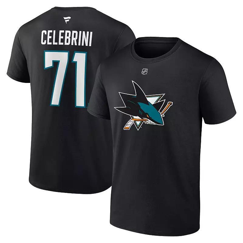 Mens Fanatics Macklin CelebriniBlack San Jose Sharks Authentic Stack Name & Number T-Shirt Product Image