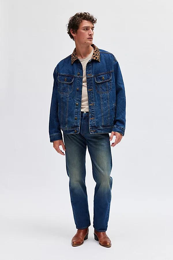 Urban Renewal Remade Leopard Collar Denim Jacket Mens at Urban Outfitters Product Image