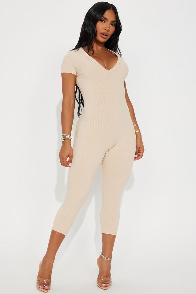 Everly Snatched Capri Jumpsuit - Cream Product Image