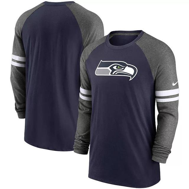 Mens Nike College Navy Seattle Seahawks Performance Raglan Long Sleeve T-shirt - Navy Product Image