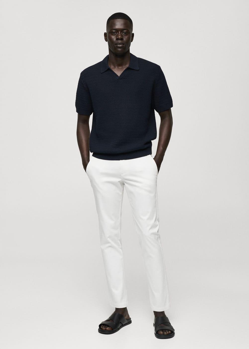 MANGO MAN - Cotton tapered crop pants whiteMen Product Image