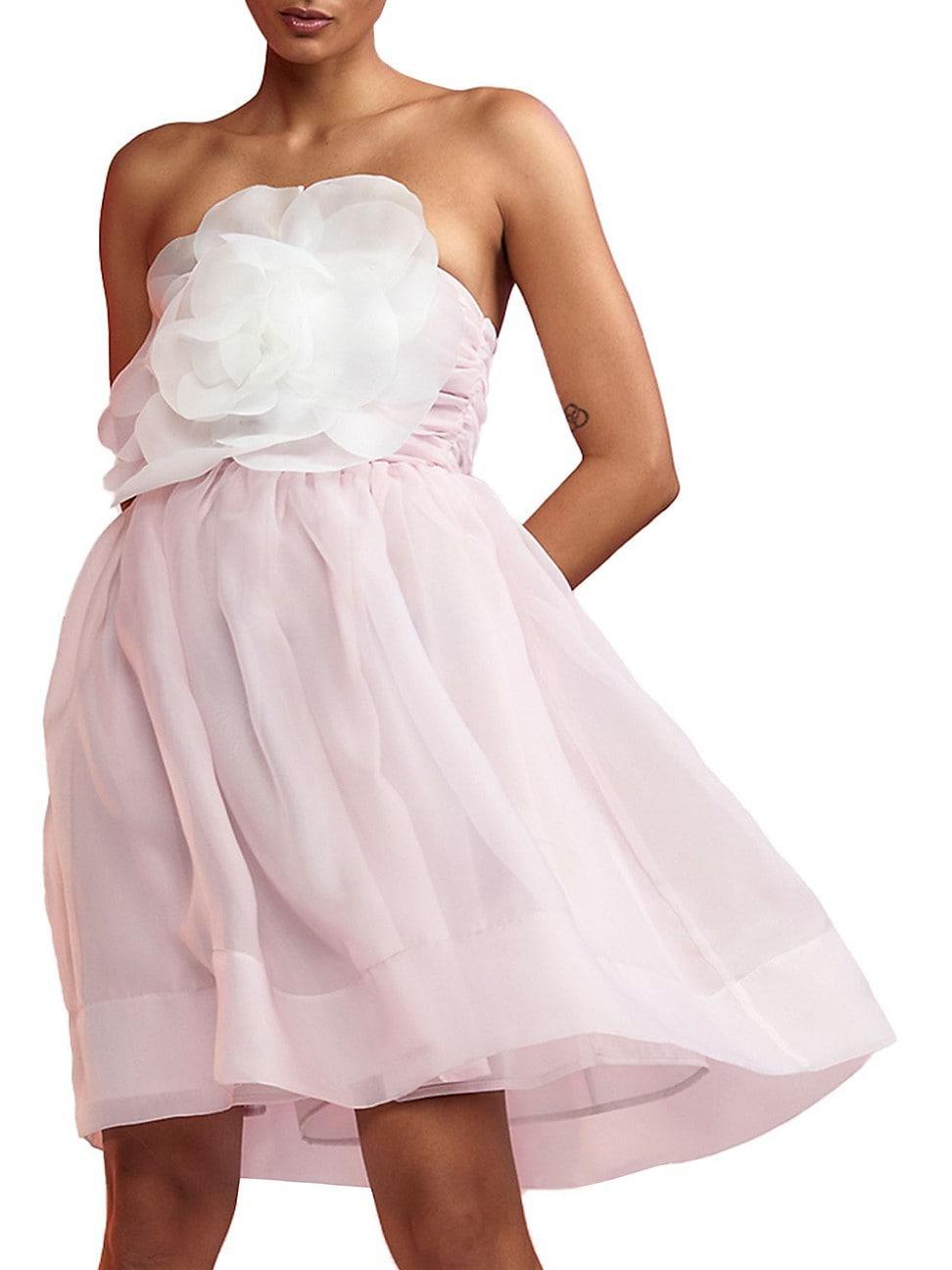 Womens Organza Flower Strapless Minidress Product Image