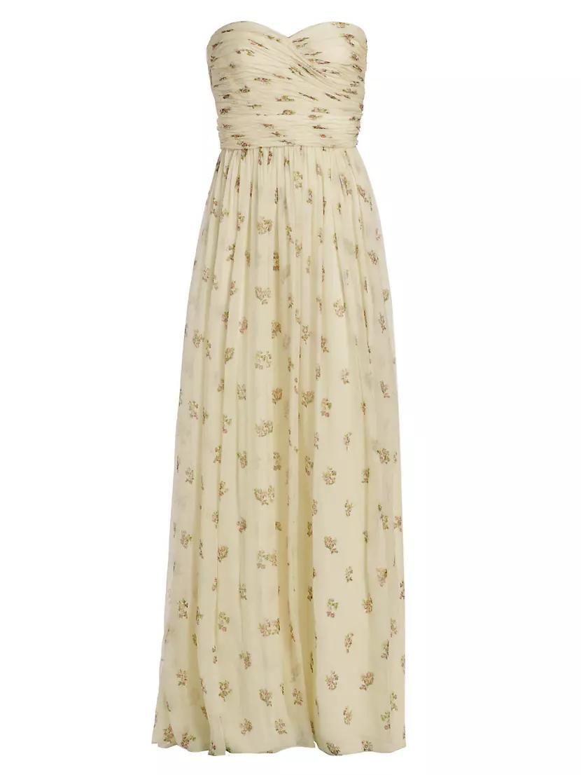 Estelle Strapless Floral Silk Gown Product Image