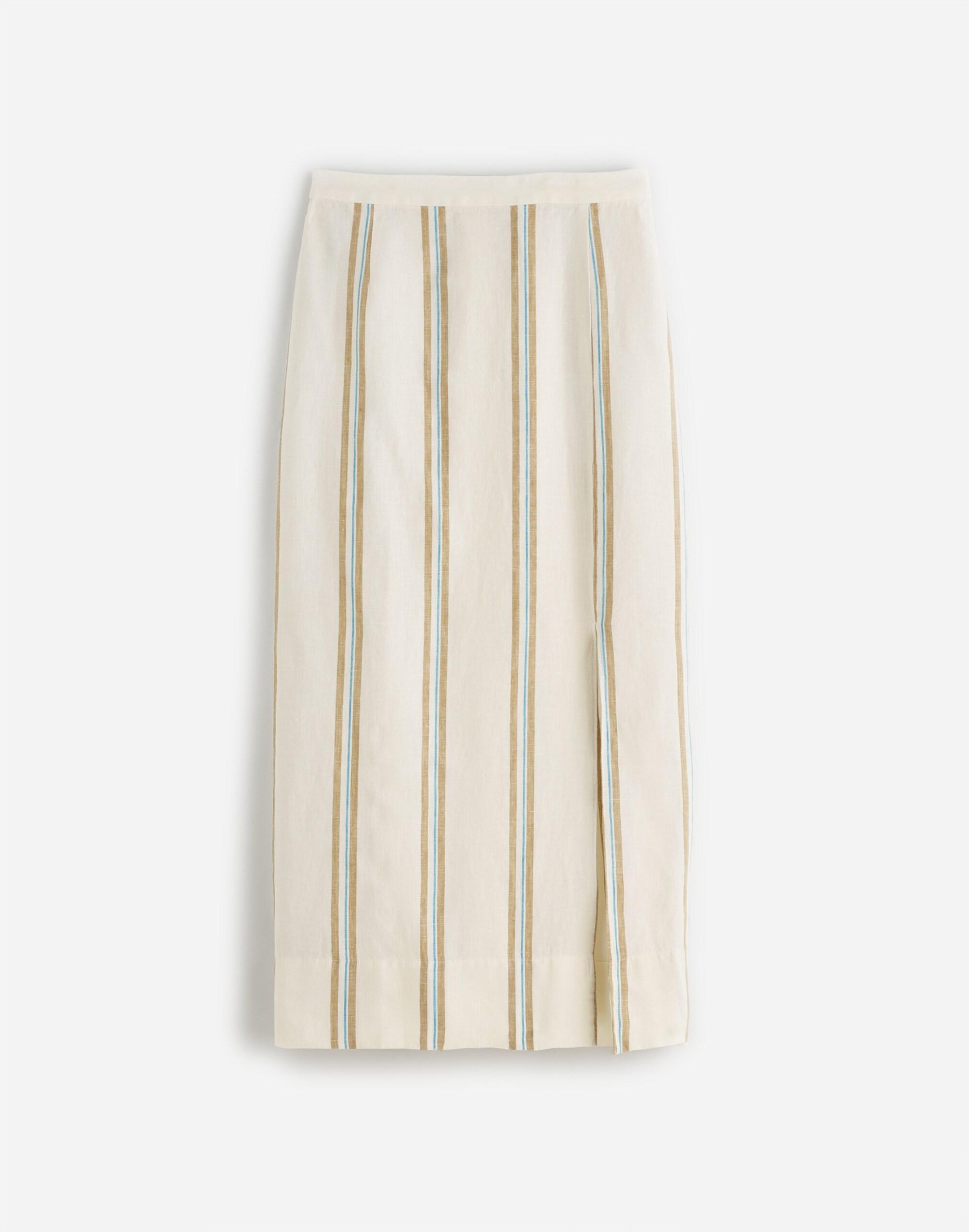 Column Maxi Skirt in Striped 100% Linen Product Image