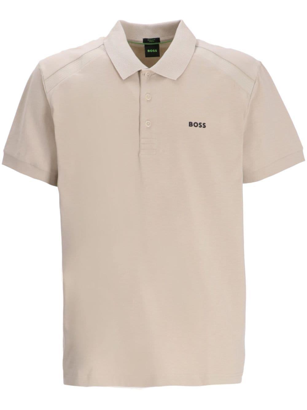 Logo-print Cotton Polo Shirt In Neutrals Product Image