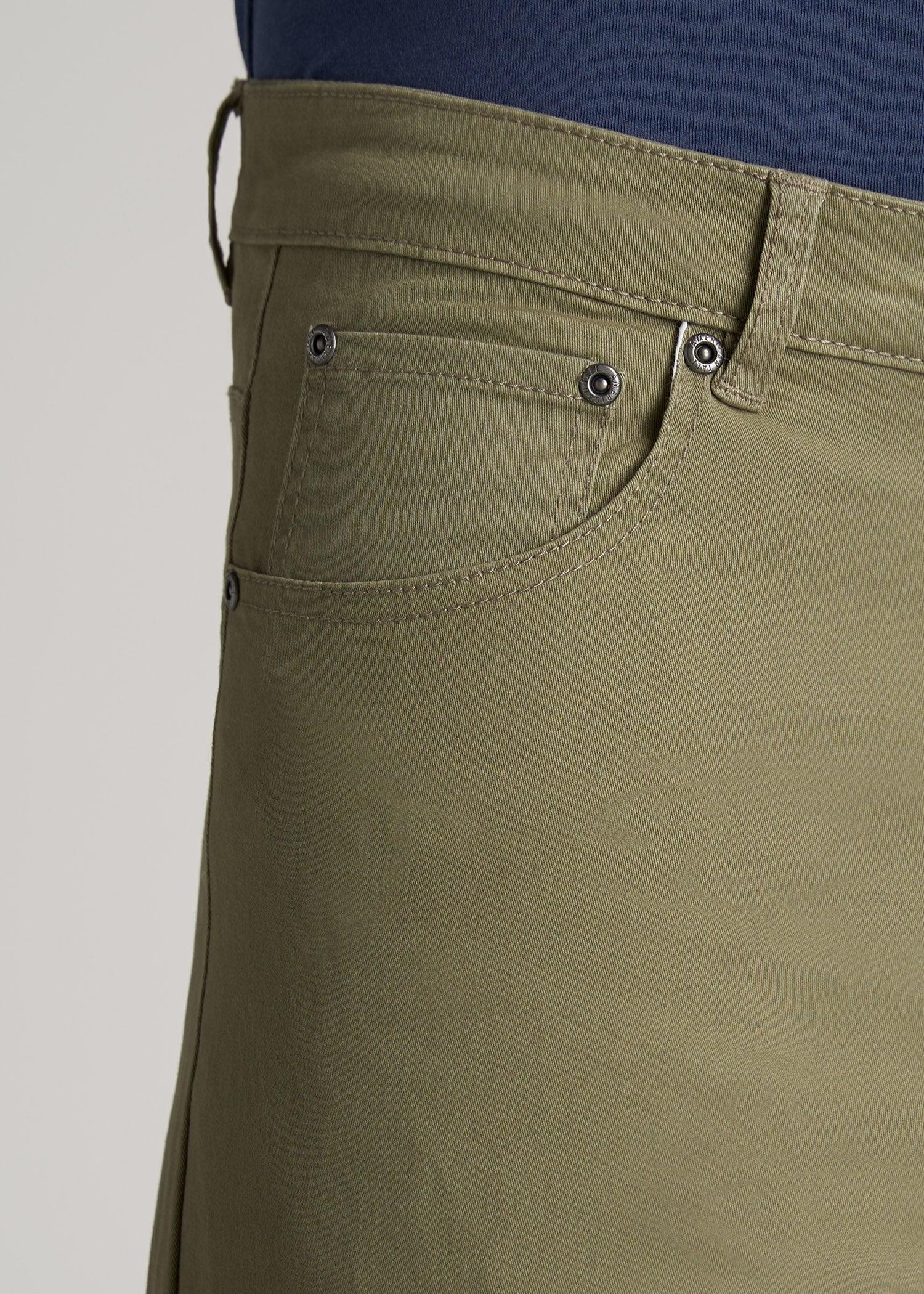 Carman TAPERED Fit Five Pocket Pants for Tall Men in Fatigue Green Male Product Image