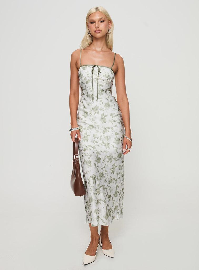 Vasiliki Maxi Dress White / Green Floral Product Image