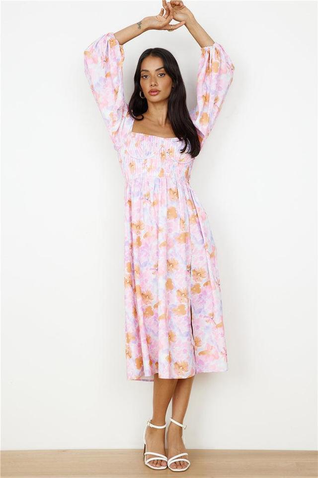 Sunset Blooms Midi Dress Lilac Product Image