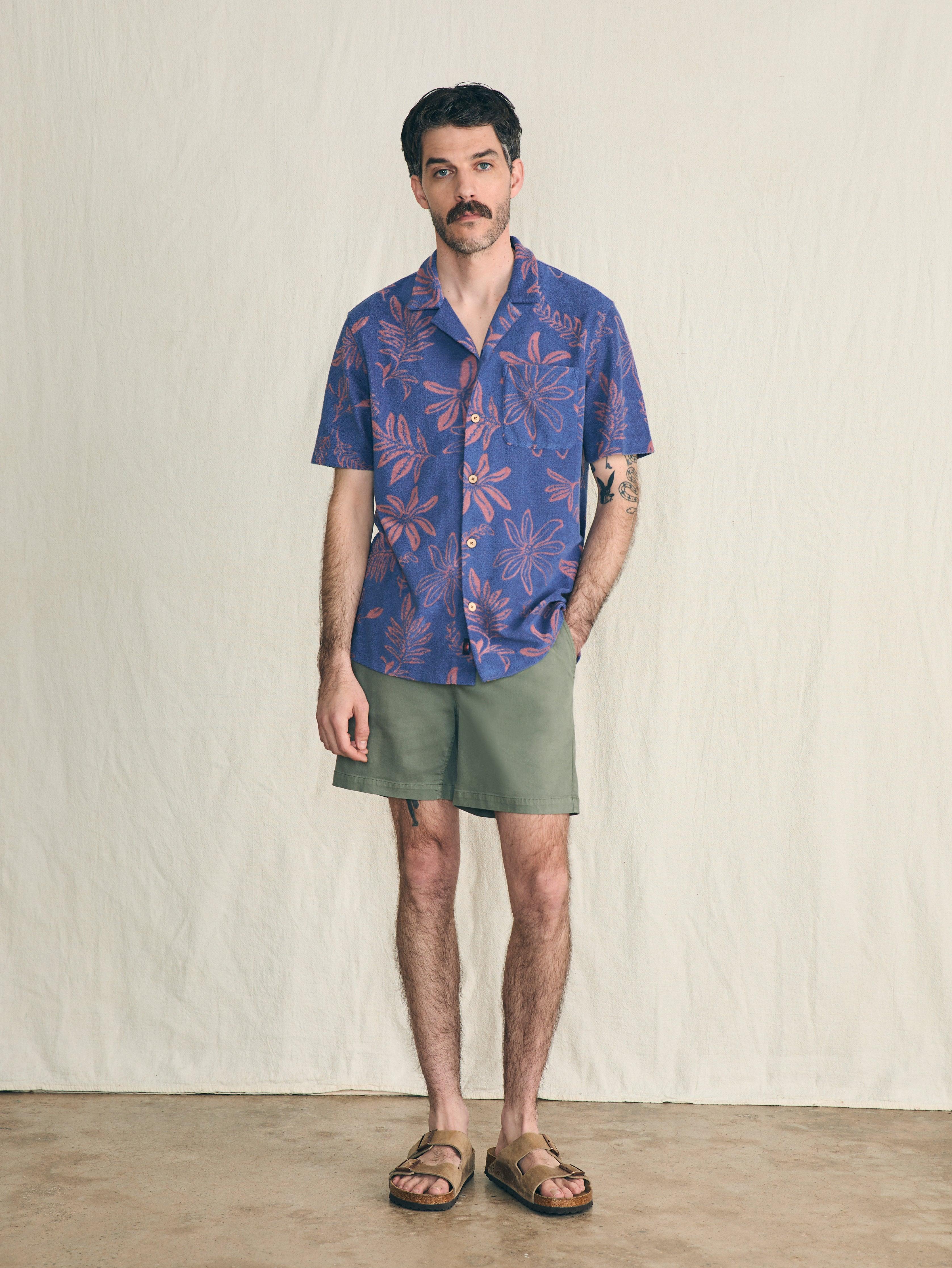 Short-Sleeve Cabana Towel Terry Shirt - Twilight Coral Floral Male Product Image